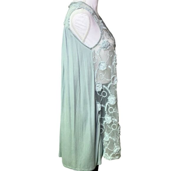 Women's 𝅺POL mint green floral lace boho open front vest size small - Picture 6 of 10